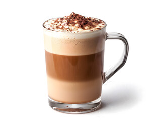 Obraz premium Delicious Layered Cappuccino with Chocolate Shavings in Clear Glass