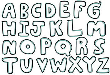 A-Z letter set with pastel green border