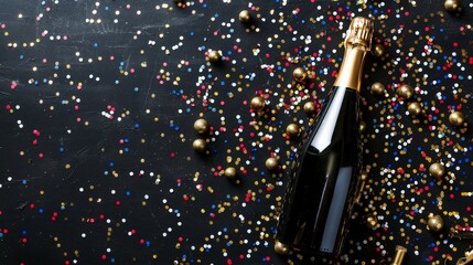 Fototapeta premium Festive Celebration with Champagne and Colorful Confetti