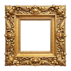 Ornate gold frame isolated on transparent background