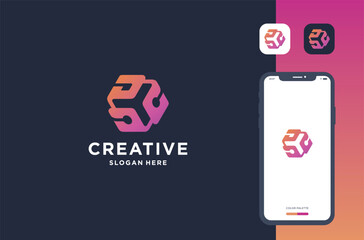 d and circuit cube logo design business brand inspiration