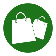 Green Shopping Icon, Isolated on White
