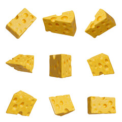 a set of realistic cheese icons