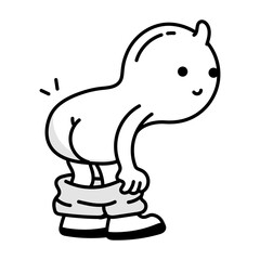 A funny doodle icon of changing pants mascot 

