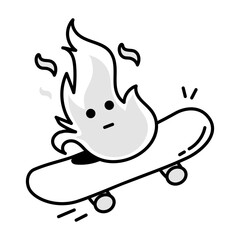 Cute doodle style icon of skater flame 

