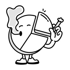 A doodle mascot icon of smoking chart 

