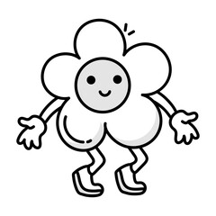 A doodle style mascot of happy flower 

