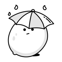 A doodle style mascot of bemused lemon umbrella 

