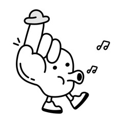 Funny doodle icon of a whistling cartoon 

