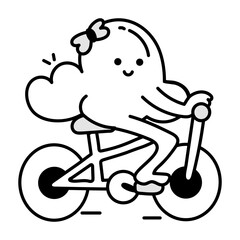 Cute doodle icon depicting riding cycle 

