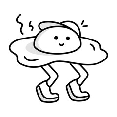 Cute hand drawn mascot of fried egg 


