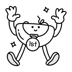 Cute doodle style mascot of a first winner 

