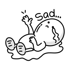A hand drawn icon of sad crying mascot 

