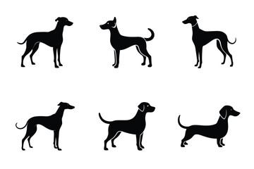 Bundle of dog silhouette vector illustrations, perfect for various design projects.