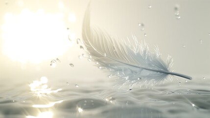 "The Feather's Tale: A Glimpse Into the Harmonious Dance of Light and Water"
"光と水の調和の舞の一端を垣間見る羽根の物語.Generative AI"