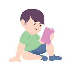 Illustration Children's Character Loves Reading
