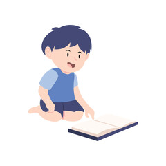 Illustration Children's Character Loves Reading