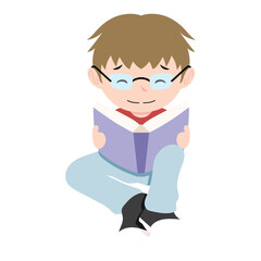 Illustration Children's Character Loves Reading