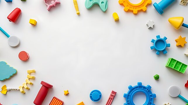 Kids educational developing toys frame on white background