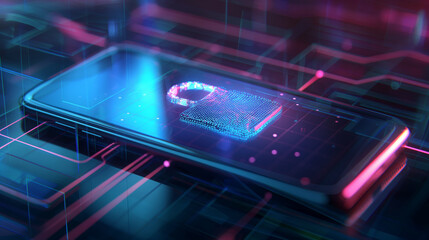 cyber security digital data protection concept with digital padlock on smartphone screen 