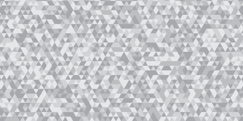 Abstract geometric white and gray background seamless mosaic and low polygon triangle texture wallpaper. Triangle shape retro wall grid pattern geometric ornament tile vector square element.