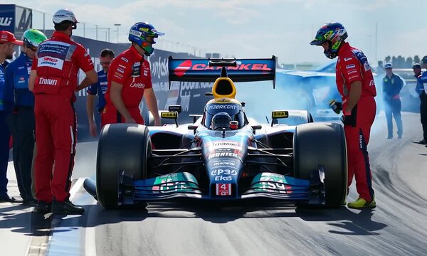 Racing Team Working at Pit Stop