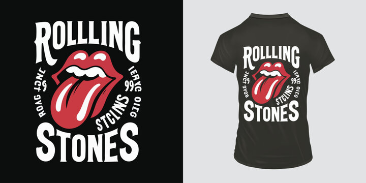 Rolling stones lettering tongue human party t shirt design.