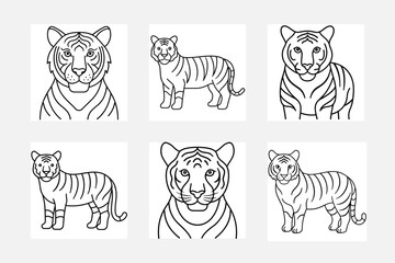 Obraz premium Inspiring Tiger Line Art Illustrations for Creative Kids 
