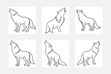 Fun and Engaging Wolf Line Art for Kids Coloring Books
