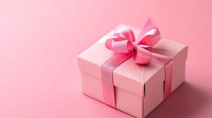 Obraz premium Paper gift box on pink background