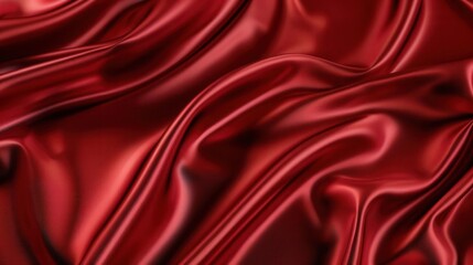 Shiny satin fabric in a rich red color