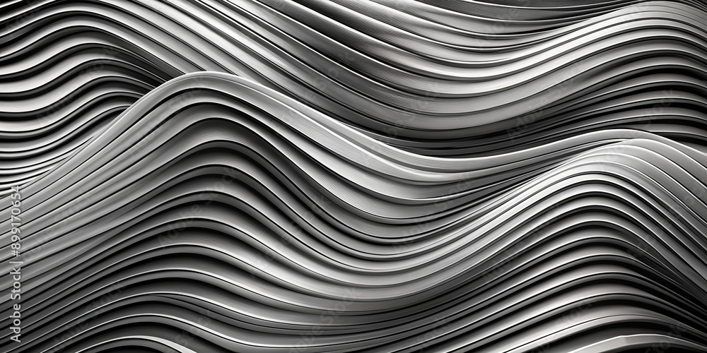 Aufkleber minimalist abstract black and white wavy texture pattern featuring undulating curves and flowing lin