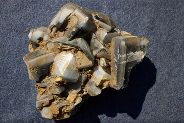 Calcite crystals, a mineral from the class of natural carbonates, one of the natural forms of...
