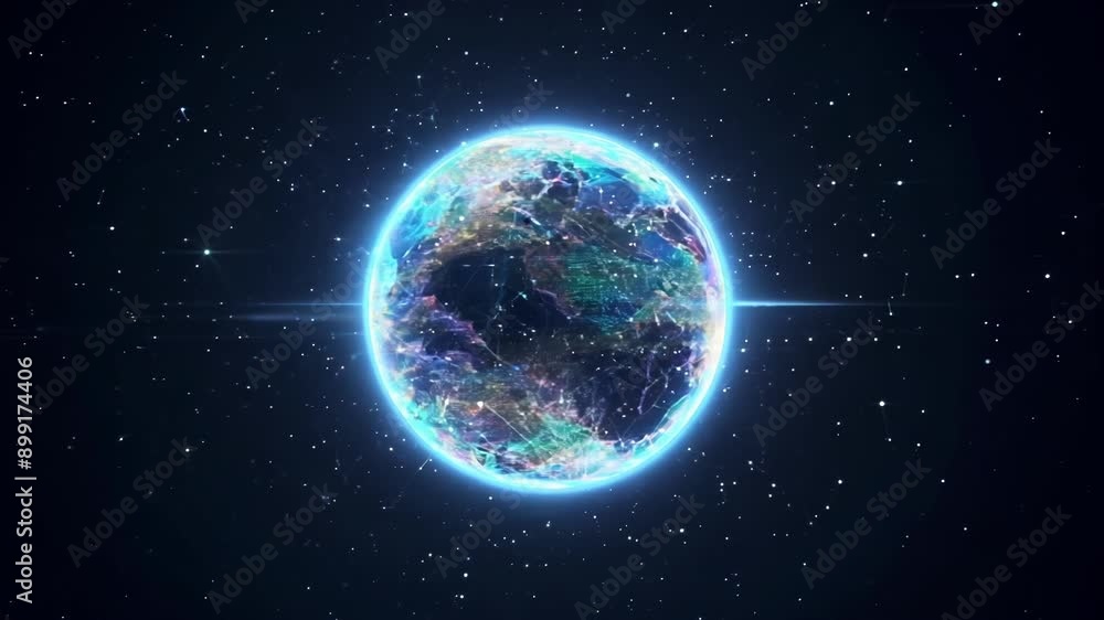 Poster multiple quantum spheres floating through a dark and ethereal void.