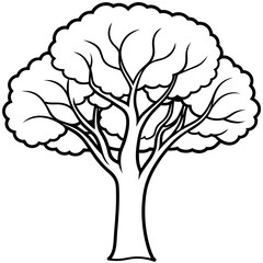 Simple Tree Line Drawing: Minimal Sketch in Side View