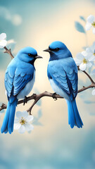 Fototapeta premium Little blue birds in love