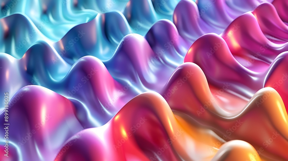 Poster vibrant 3d abstract sound wave pattern in captivating multicolor tones