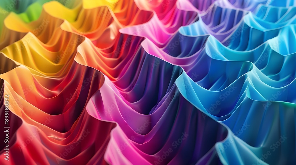 Poster vibrant abstract 3d sound wave pattern with captivating fluid movement and harmonious colors