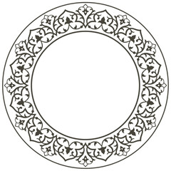 Vector illustration of circular ornament design pattern, arabic ornament design, circle frame border, suitable for calligraphy ornaments, mosque decoration. Used with text input in the center area.