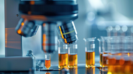 Microscopes, laboratory utensils in a biology lab