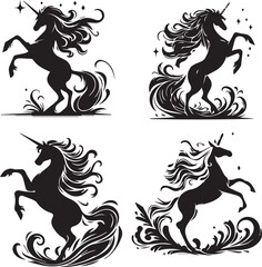 unicorn silhouette, unicorn icon, unicorn vector
, 