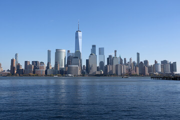 Manhattan's beautiful skyline, New York, United States. Panorama view of New York city skyline in Midtown Manhattan. USA NYC. American big city. Lower Manhattan skyline.