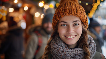 An image with people on a christmas market.generative ai