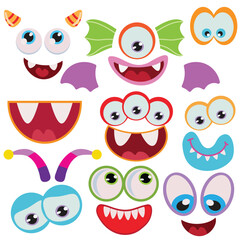 Funny monster face bundle vector cartoon illustration © primus44