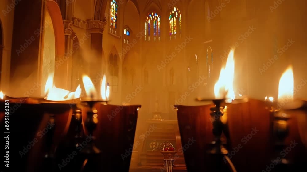 Poster flames of various sizes flicker and sway in unison casting a warm and inviting glow throughout the c