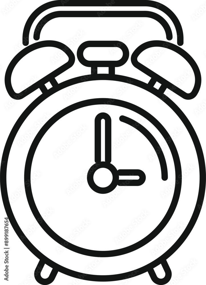 Poster classic alarm clock is showing the time in a minimalist line art style