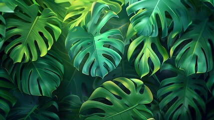 Tropical Leaves: A background with large tropical leaves and vibrant green hues, ideal for summery or exotic-themed products.
