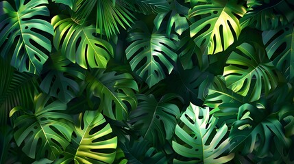 Tropical Leaves: A background with large tropical leaves and vibrant green hues, ideal for summery or exotic-themed products.
