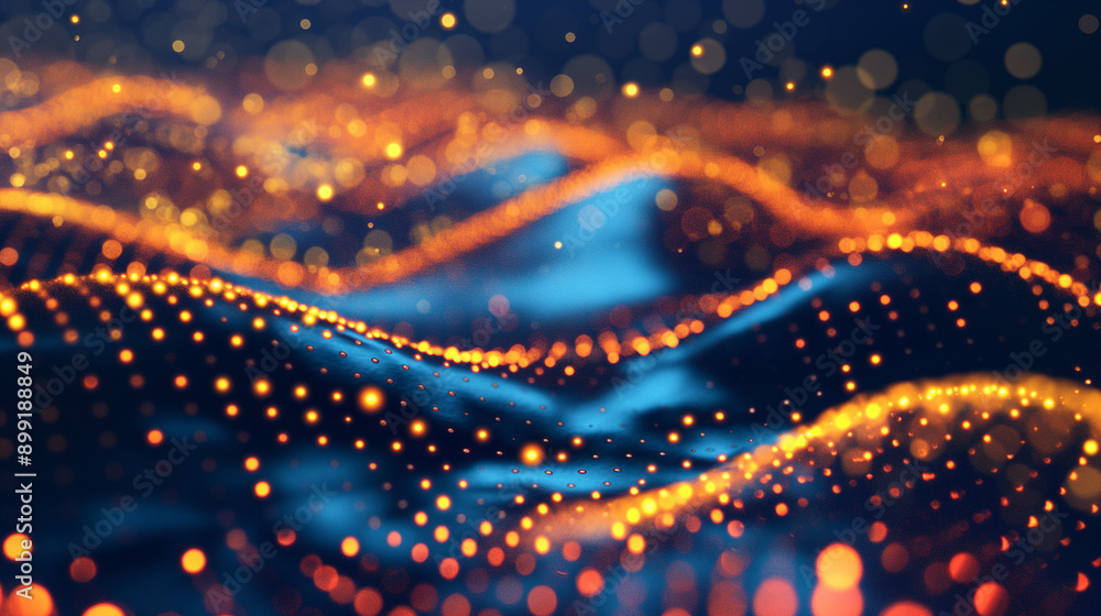 Poster colorful light waves create a dynamic visual experience in a dark background