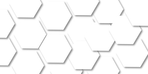 Abstract white background with hexagon and hexagonal background. Luxury white pattern with hexagons. abstract 3d hexagonal background with shadow. 3D futuristic abstract honeycomb mosaic background.